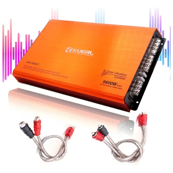Amplificador 4 Canales Buffer Audio para Auto Steelpro 9800w Color Naranja