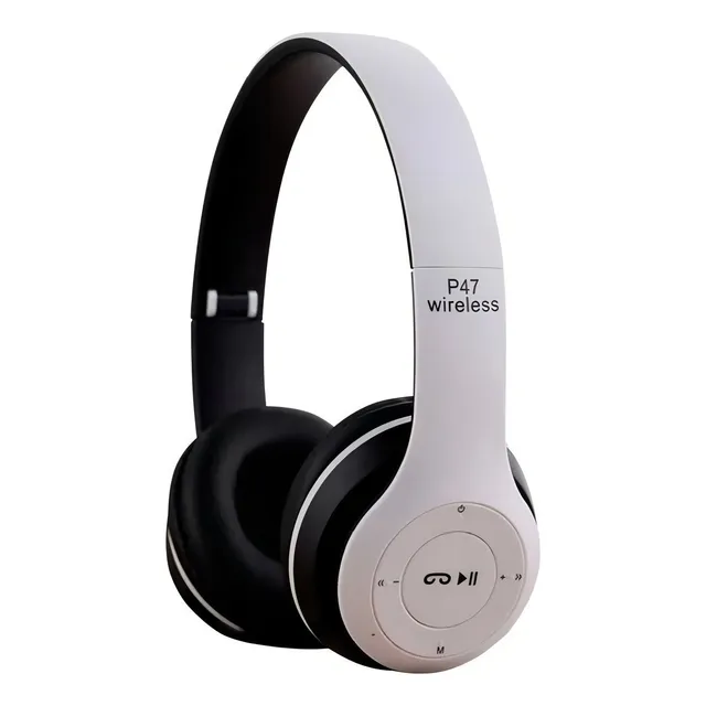 Auricular Bluetooth Vincha Micro Sd Radio Fm Inalambrico P47 Color Blanco