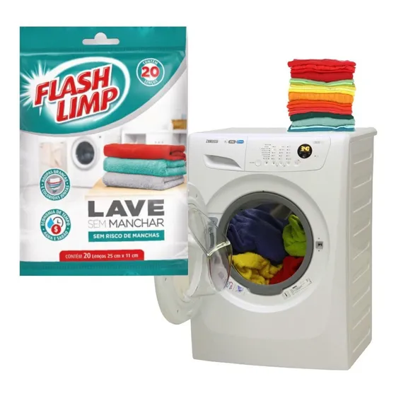Lenço Antimanchas Lave Roupas Coloridas Sem Manchar Flashlim
