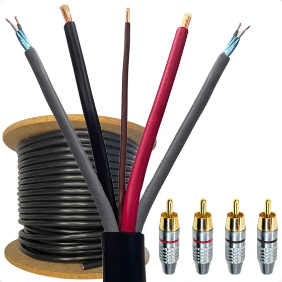 Kit Cabo Rack Móvel 5 Vias 15 Metros E Plug Rca