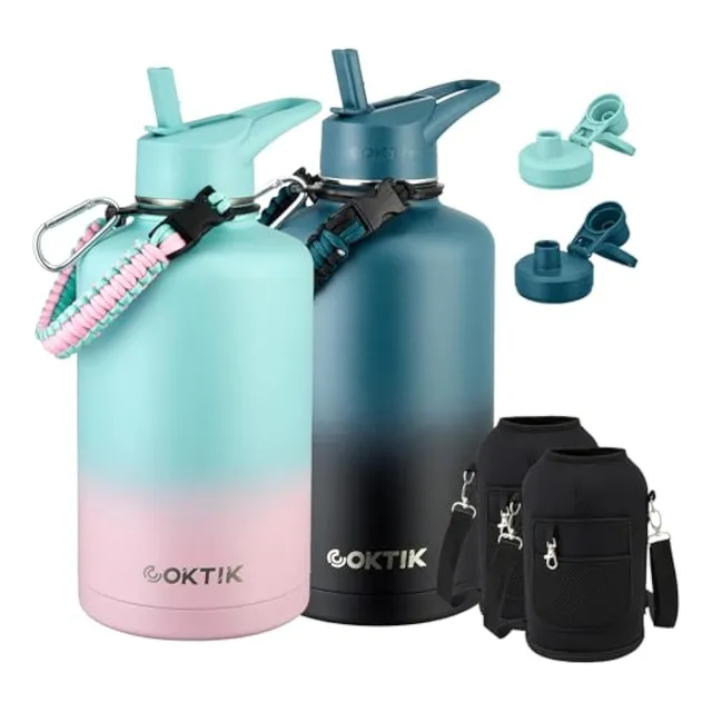 Coktik Botella De Agua De 84 Onzas Con Pajilla,