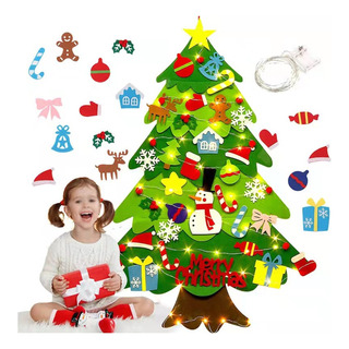 Arbol De Navidad De Fieltro De 1m Con 32 Accesorios Y Led Arbol De Navidad De Fieltro De 1m Con 32 Accesorios Y Led