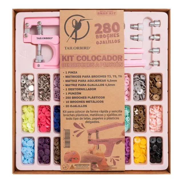 Kit Colocador Broches Snap A Presion Y Ojalillos Con Manual