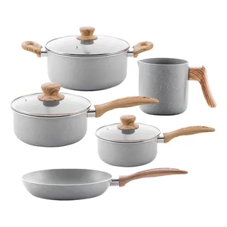 Conjunto De 5 Panelas Gris Brinox Ceramic Life Easy Cinza Conjunto De 5 Panelas Gris Brinox Ceramic Life Easy Cinza