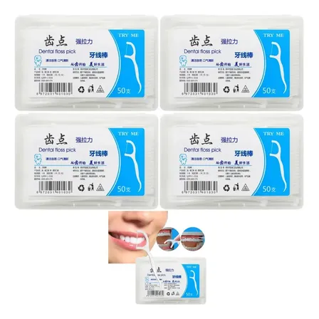 Kit 250 Fio Dental Individual Com Haste Descartável Prático Sem Sabor