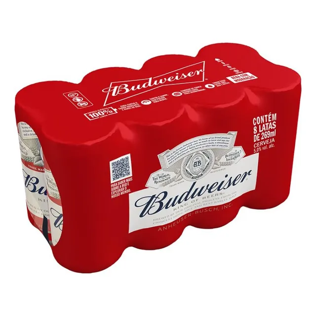 Pack Cerveja Budweiser Lata 269ml - 08 Unidades