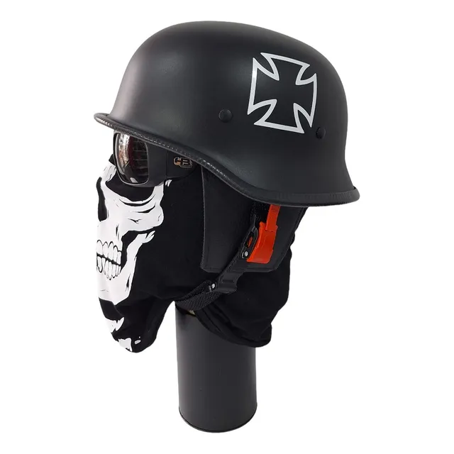 Capacete Aberto Militar Custom Harley Com Touca De Caveira