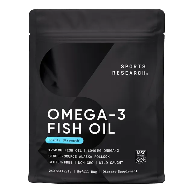 Aceite De Pescado De Alaska Sports Research 240 Cápsulas Sin Sabor