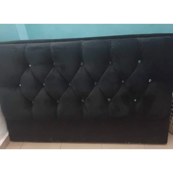 Copete Cabecera Cama Matrimonial Negro Con Swarovski