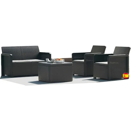 Juego De Living Jardin Exterior Sillon + 2 Sillas + Mesa
