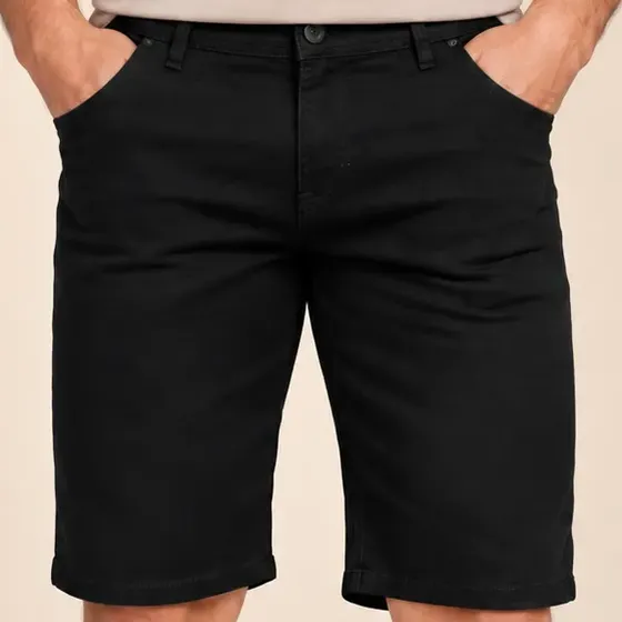 Bermuda Masculina Jeans Short Tradicional Com Elastano