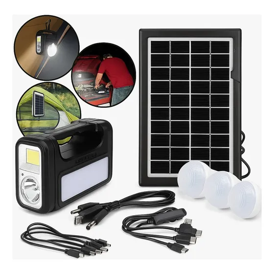 Kit Sistema De Iluminação Solar Com Lampada Led Painel Solar