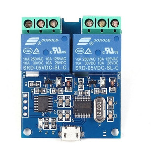 Módulo 2 Relevadores Control Pc Micro Usb Serial Ch340 Módulo 2 Relevadores Control Pc Micro Usb Serial Ch340
