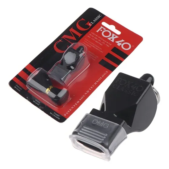 Apito Profissional Fox 40 Classic Juiz Com Cordão Cor Preto