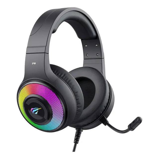 Auriculares Havit H2042d negros para PS4/PS5/Xbox/PC, 3,5 mm/USB, color negro, luz RGB
