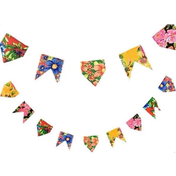 Bandeirinha Festa Junina 10m Tecido Chita Bandeira Decoração