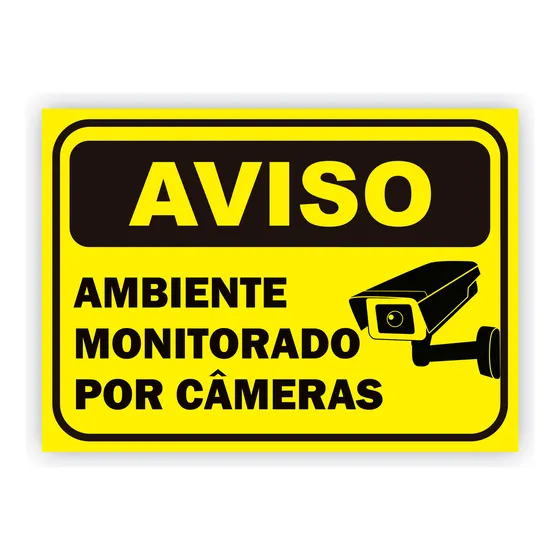 5 Placas Aviso Ambiente Monitorado Por Cameras 25x18cm Mod2
