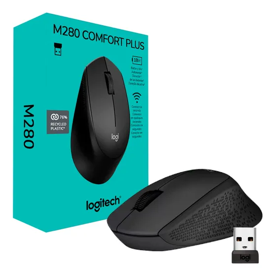 Mouse Logitech M280 Sem Fio 1000dpi Com Pilha Inclusa