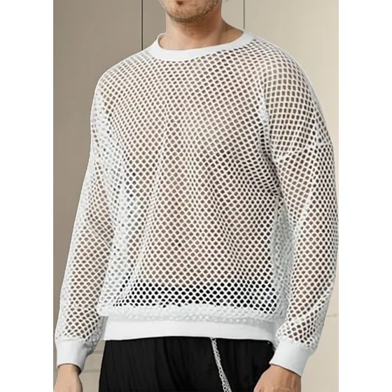 Camiseta Camisa Camibuso Manga Larga Hombro Caido En Malla 