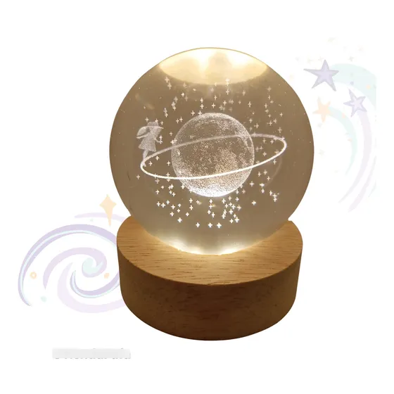 Lámpara Galaxia Sistema Solar Bola De Cristal Luces Led