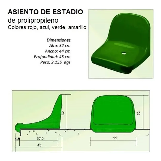 Asiento De Estadio O Tribuna. Colores Varios. Nuevos.