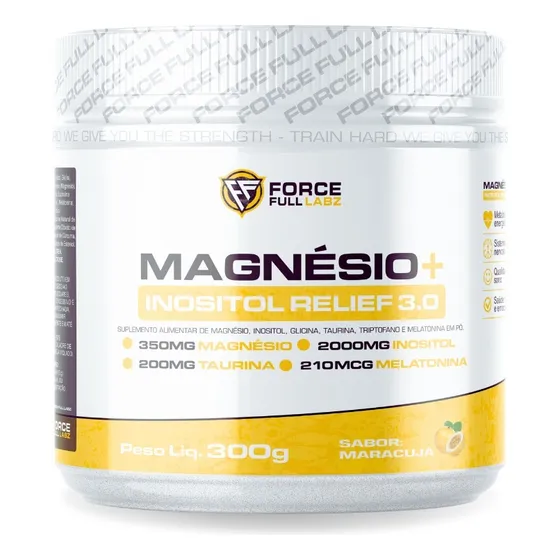 Magnésio Relief Halal Inositol Triptofano True Maracujá 100% Natural 300 g Force Full Labz