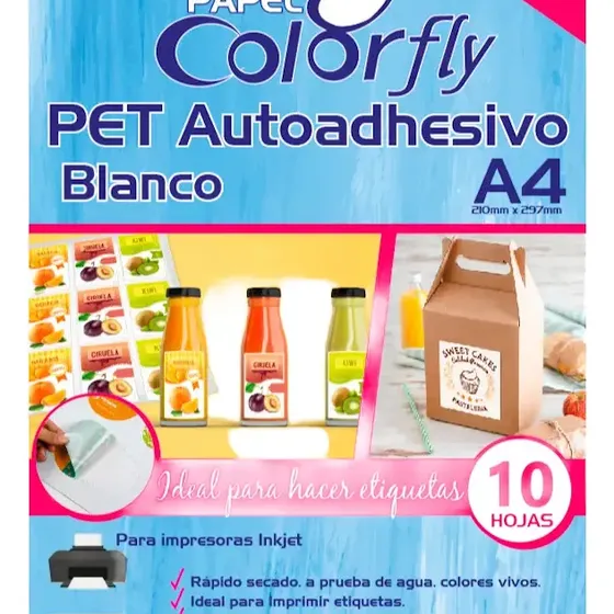 Papel Fotografico Pet Autoadhesivo Resistente Al Agua A4 X10 | Cuotas sin interés