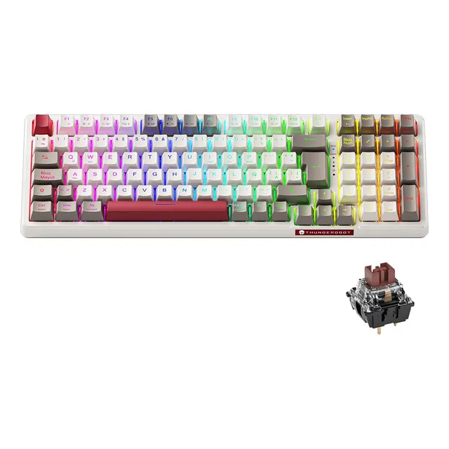 Teclado Mecánico Español Thunderobot K98 Gasket Rgb Hot Swap 3/5 Pins Ergonómico 98% Layout Teclado Alfanumerico 100% Anti-Ghosting Outemu Brown Switch Teclado Para PC USB Teclado Mecánico Gamer