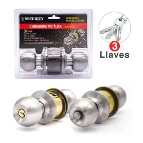 Cerradura De Pomo Acero Para Puerta Habitacion 3 Llaves 