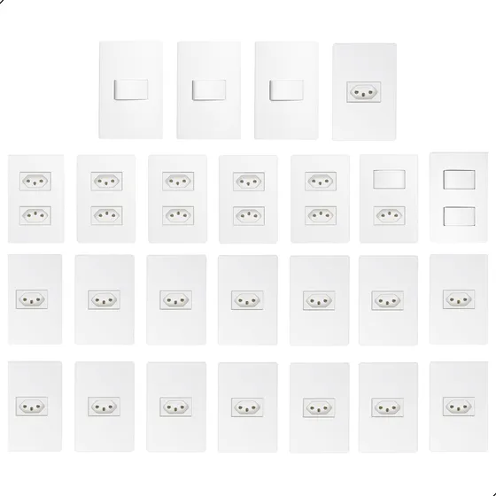 Tomadas E Interruptores (25 Pç) Kit Casa Completa Linha Walm