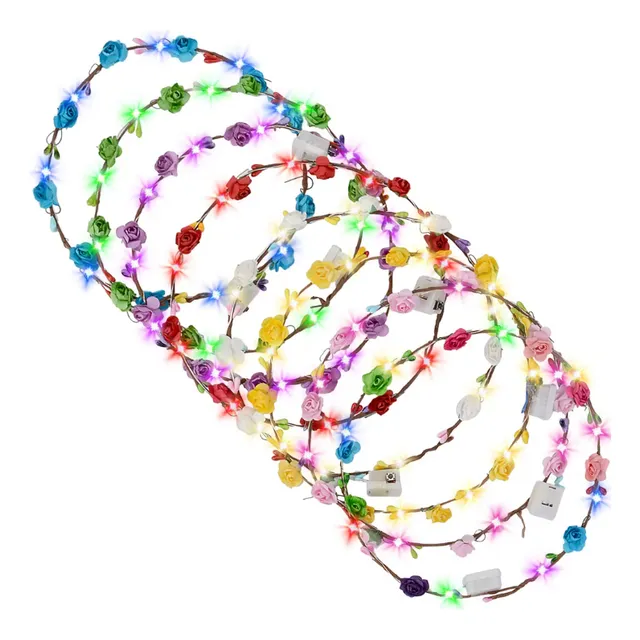 Corona 5 Uds Diadema Flores Luminoso Led Multicolor Fiesta