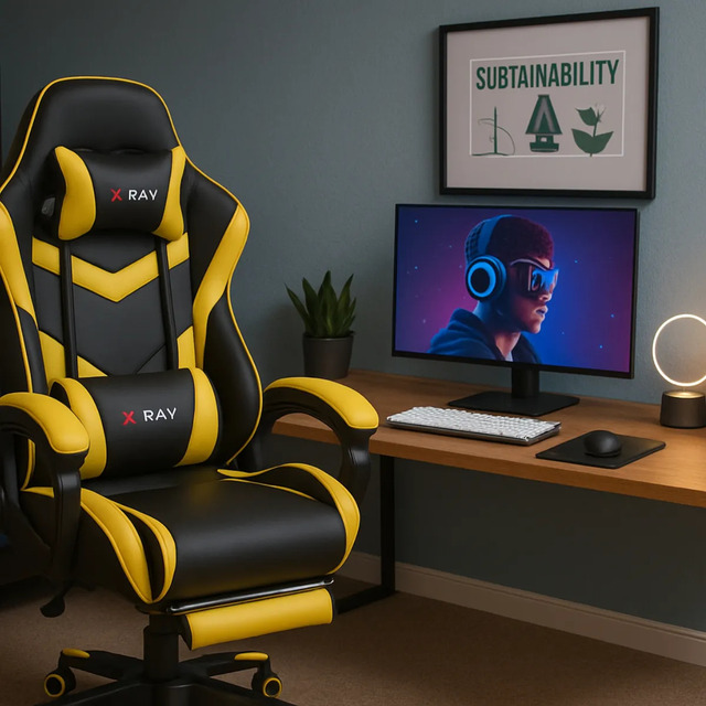 Cadeira Gamer Profissional Reclinável Apoio De Pés Cinza Cadeira Gamer Profissional Reclinável Apoio De Pés Cinza