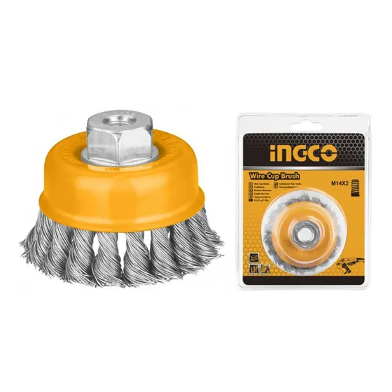 Cepillo De Alambre Copa Trenzado 75mm Para Amoladora Ingco 
