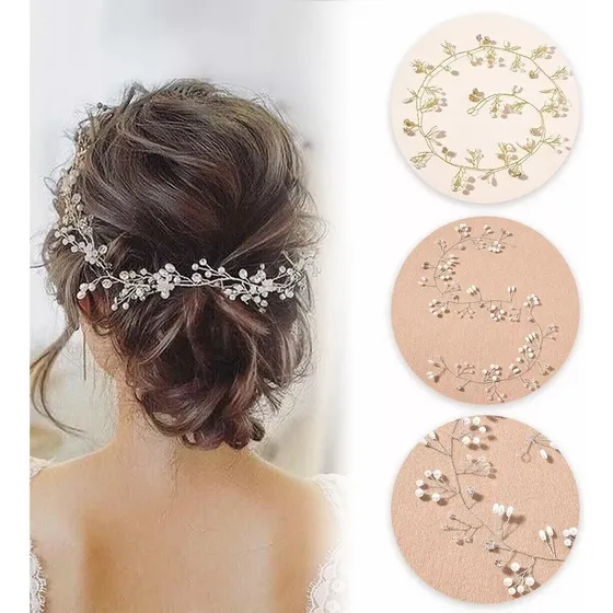Tiara De Novia Con Perlas,accesorio Para Peinado Color Plateado