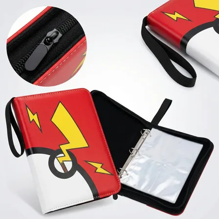 Álbum Pokémon 400 Cartas Com Zíper Impermeável Colecionador Vermelho
