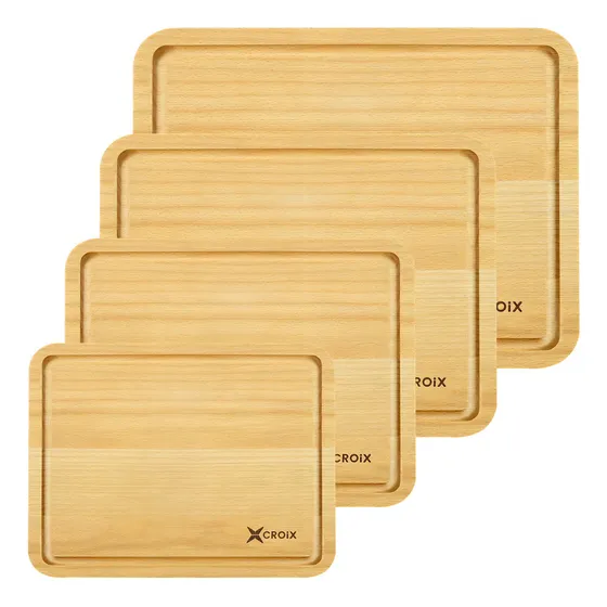 Set De 4 Tablas De Bamboo Croix Para Picar Y Cortar