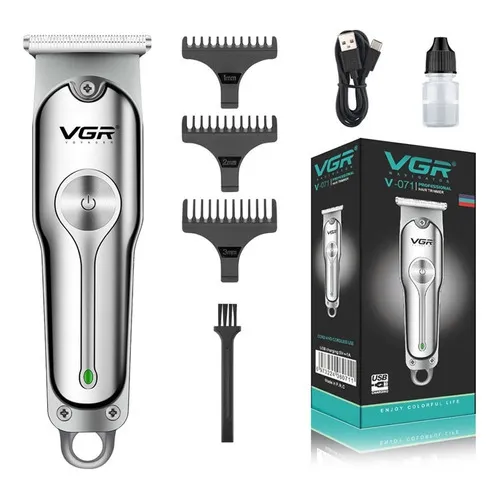 Maquina Patillera Recargable tipo Vgr V-071 Inalámbrica Profesion Color Plateado 5V