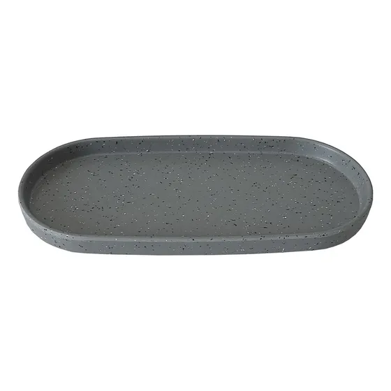 Bandeja Prato Oval 24 X 12cm Melamina Multiuso Cor Cinza