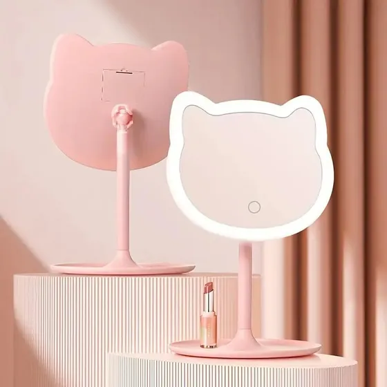 Espejo De Maquillaje Led De Gatito