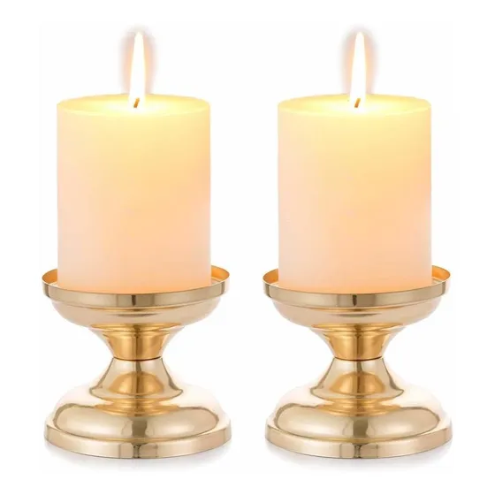 2 Portavela Metal Dorado Para Candelabro Centro Mesa