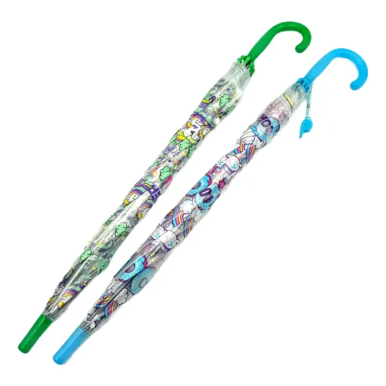 Paraguas Infantil 84cm Transparente Automático Promo 12 Unid