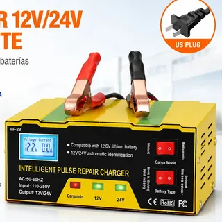 Cielitolumino Cargador Inteligente De Batería Para Vehículo 12v Y 24v Con Pantalla Lcd, Seis Protecciones Y Modo Reparación, Compatible Con Múltiples Tipos De Baterías,para Autos, Moto Y Camionetas