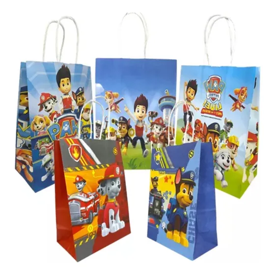 Bolsas Kraft Paw Patrol Cotillón X 12 Unidades