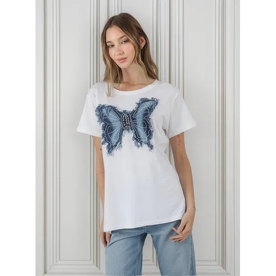 Remera Premium Mariposa De Jean Oversize Gu87354 Arizona