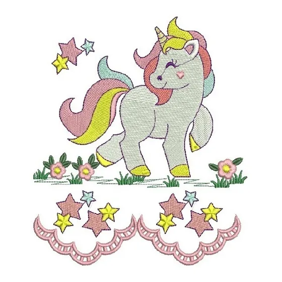 Matriz De Bordado Barrinha Unicórnio E Unicórnio Graminha