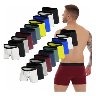 Kit 20 Cuecas Box Boxer Microfibra Original Adulto Masculino Kit 20 Cuecas Box Boxer Microfibra Original Adulto Masculino