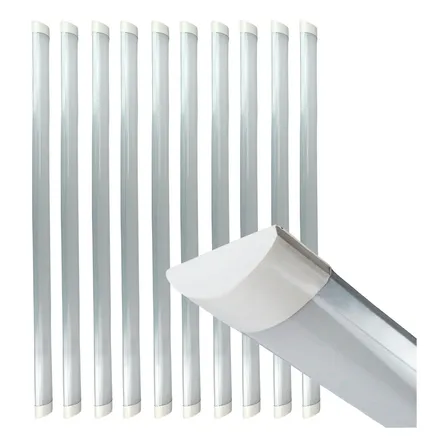Kit 10 Luminária Linear Led Slim Branco Frio 120cm 80w 127/220v Branco Frio