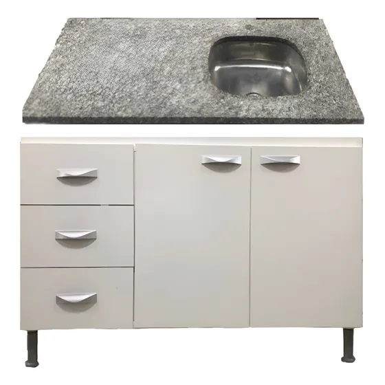 Bajo Mesada Evidencia Blanco + Granito Gris,bacha Derecha.
