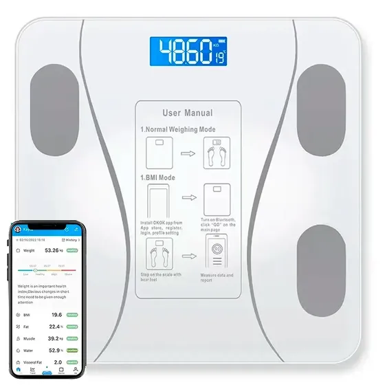 Balanza Gadnic Digital Con App Mide Grasa Corporal De Baño Blanco