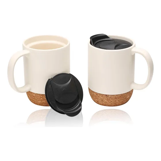 Taza Con Base De Corcho Y Tapa